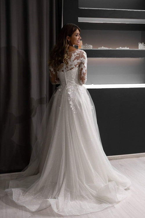 Celeste Illusion Sleeve Bridal Gown - Only Love Bridal Store