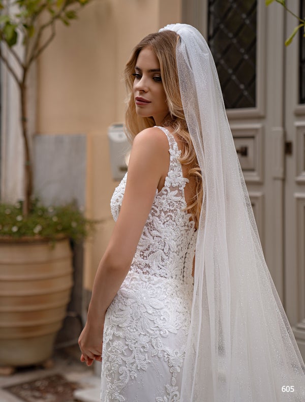 Illusion Lace Fit-and-Flare Wedding Gown - Only Love Bridal Store