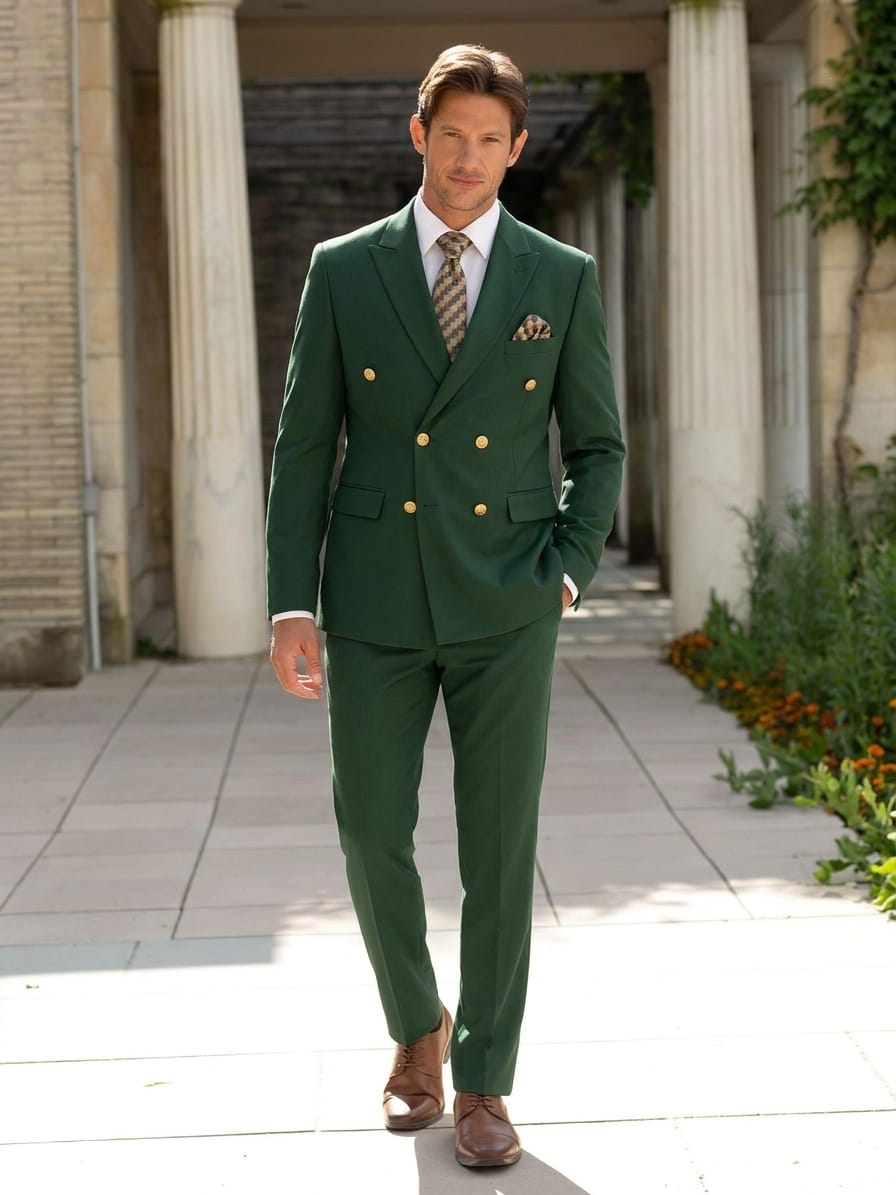 Emerald Green Double-Breasted Men’s Suit