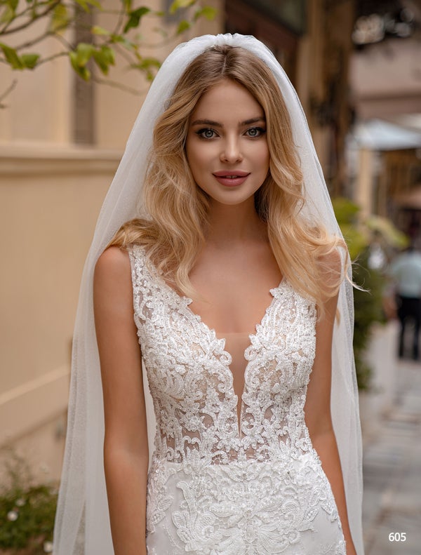 Illusion Lace Fit-and-Flare Wedding Gown - Only Love Bridal Store