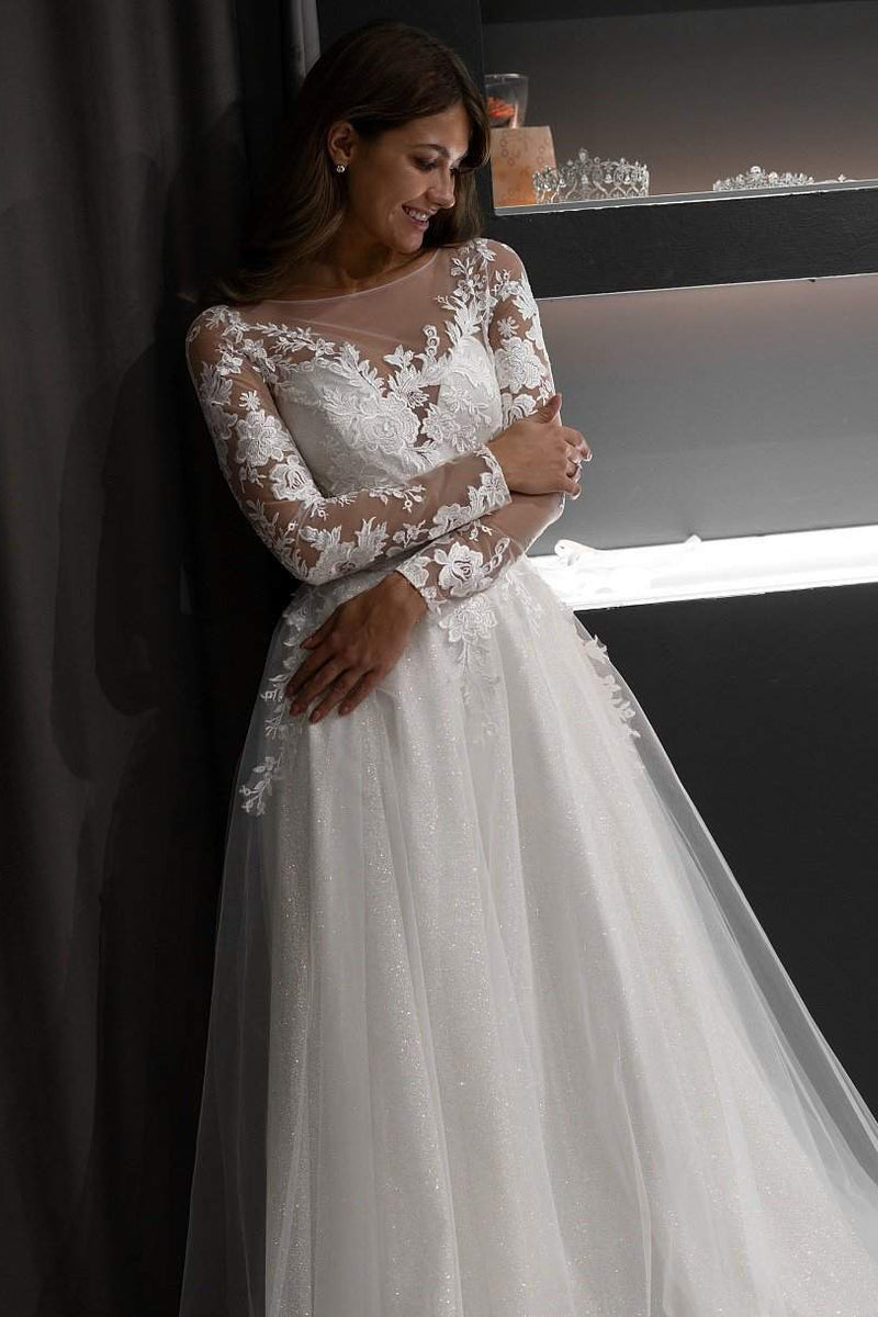 Celeste Illusion Sleeve Bridal Gown - Only Love Bridal Store