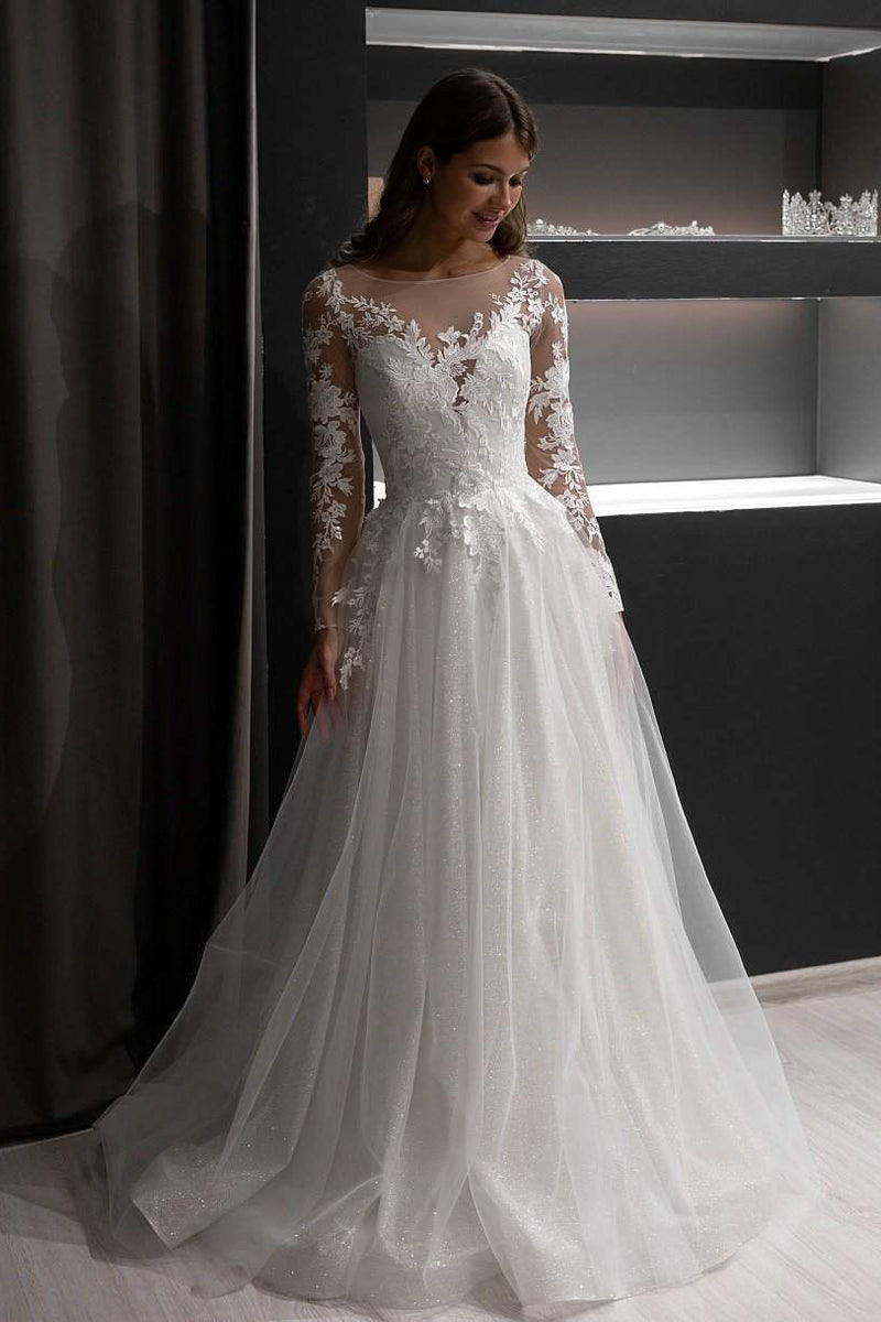Celeste Illusion Sleeve Bridal Gown - Only Love Bridal Store