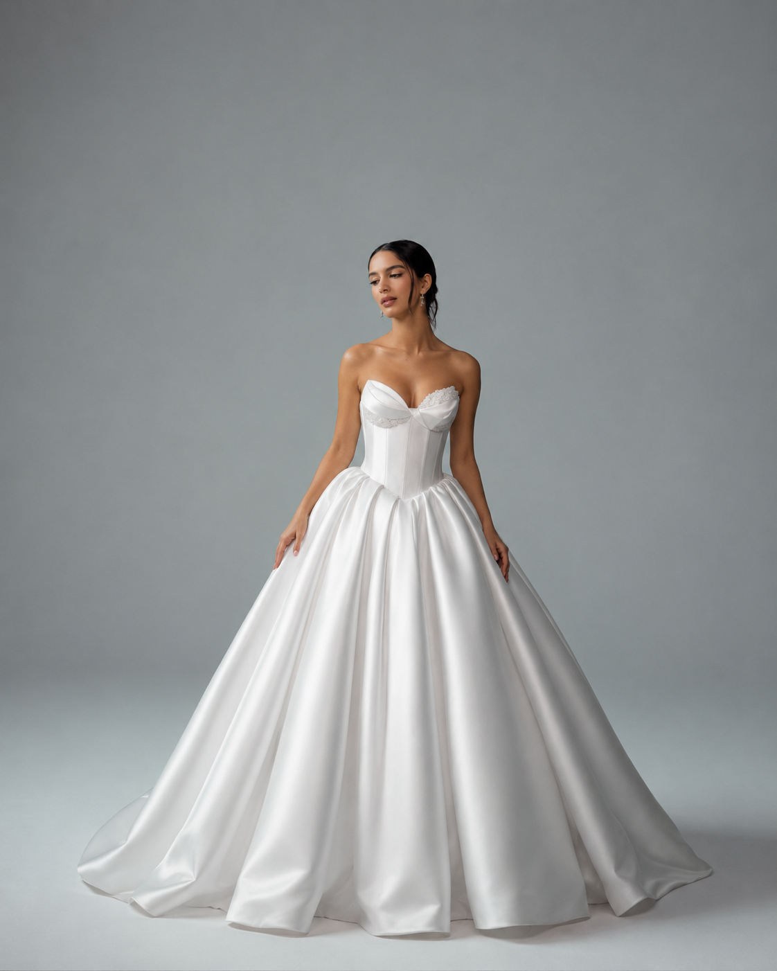 Strapless Ball Gown Wedding Dress – Satin Corset Bridal Gown