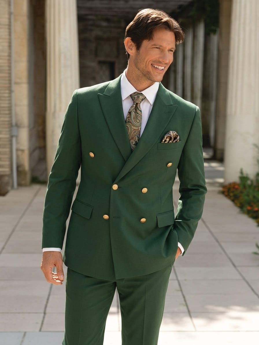 Emerald Green Double-Breasted Men’s Suit