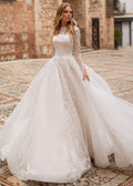 Elegant High Neck Long Sleeve Ball Gown Wedding Dress - Only Love Bridal Store
