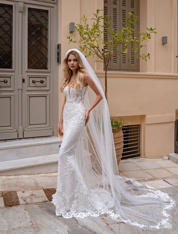 Illusion Lace Fit-and-Flare Wedding Gown - Only Love Bridal Store