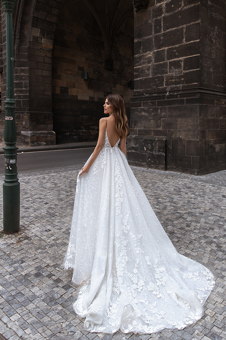 Deep V Lace A-Line Wedding Dress - Only Love Bridal Store