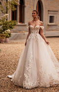 Off-Shoulder Lace Ball Gown Wedding Dress